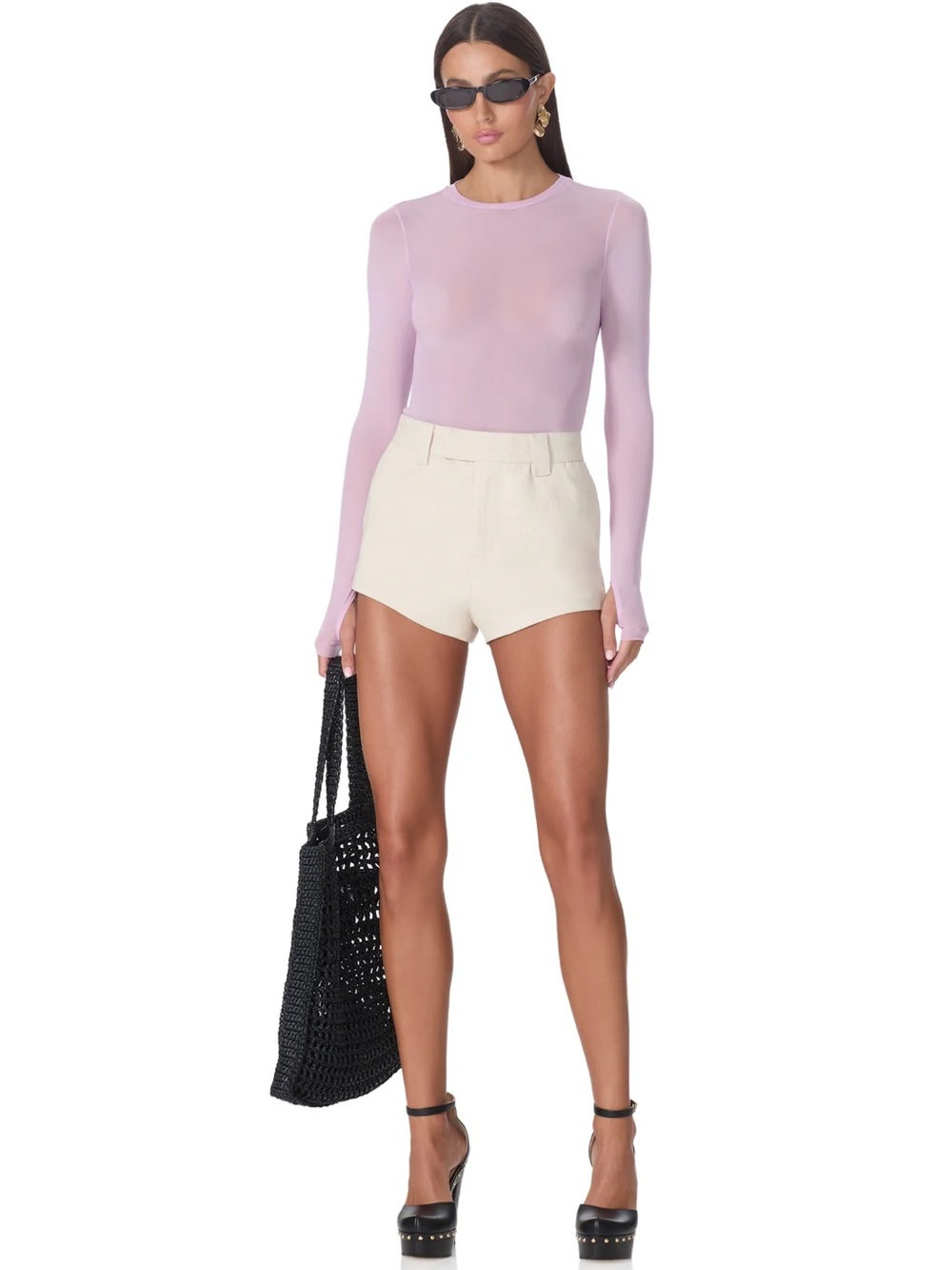 AFRM Kaylee Pink Long-Sleeve Sheer Mesh Tee